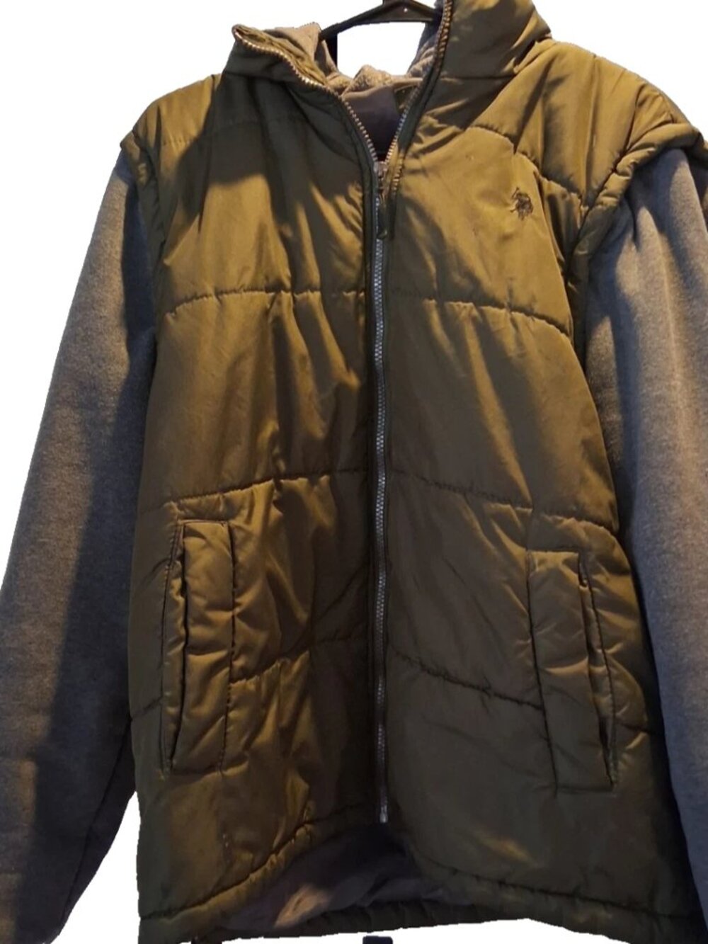Mens Polo Assassin dark green jacket - large with hood